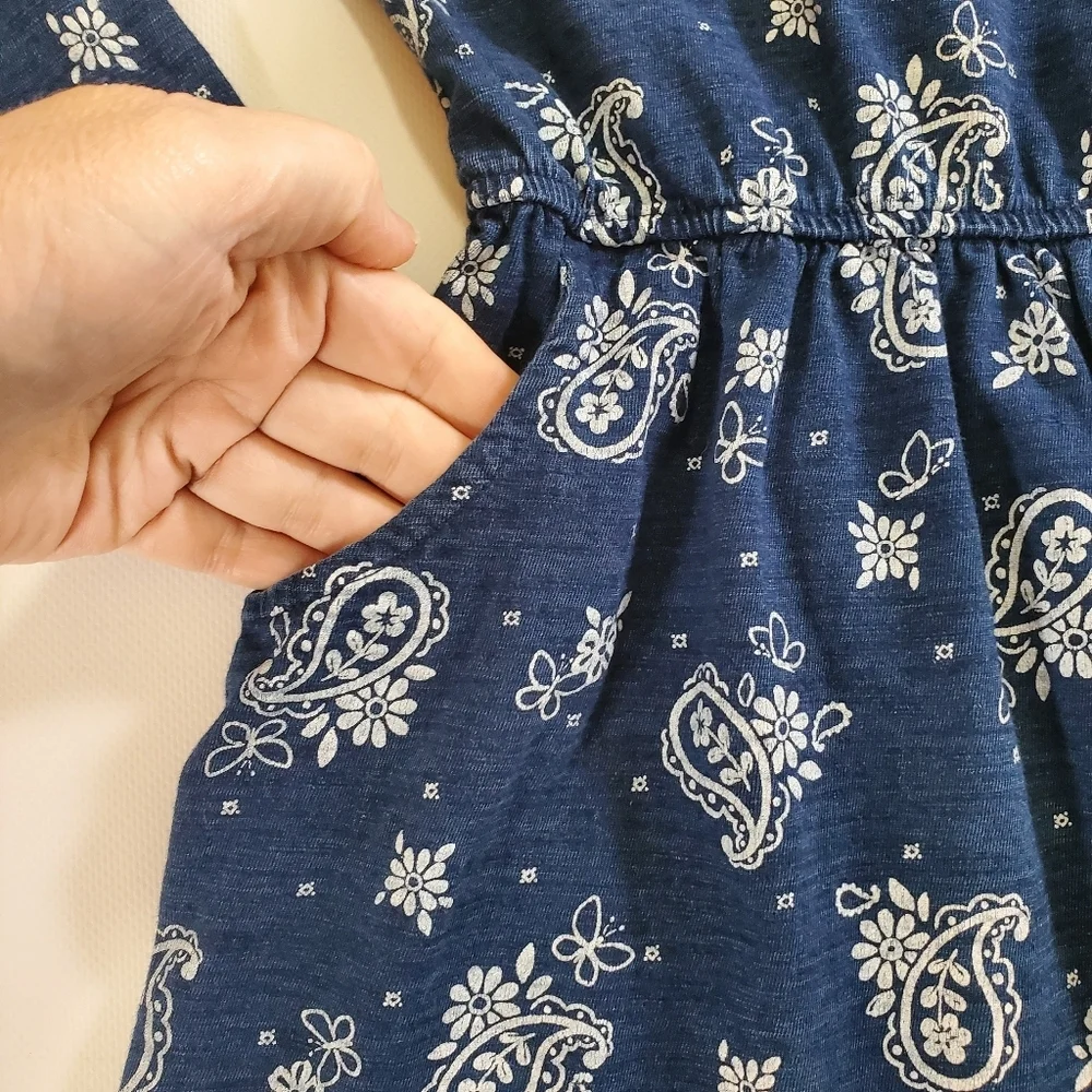 K1408 * Gymboree Girls Floral Paisley Print Dress Indigo Blue Size 3T